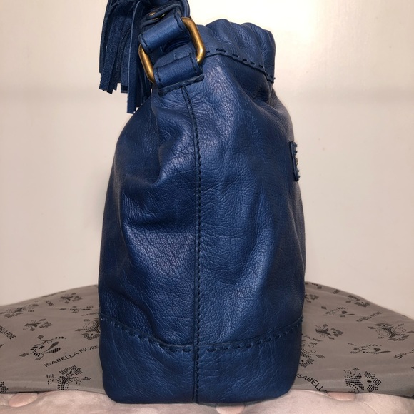 Isabella Fiore Blue Pebbled Leather Hobo - Picture 7 of 16